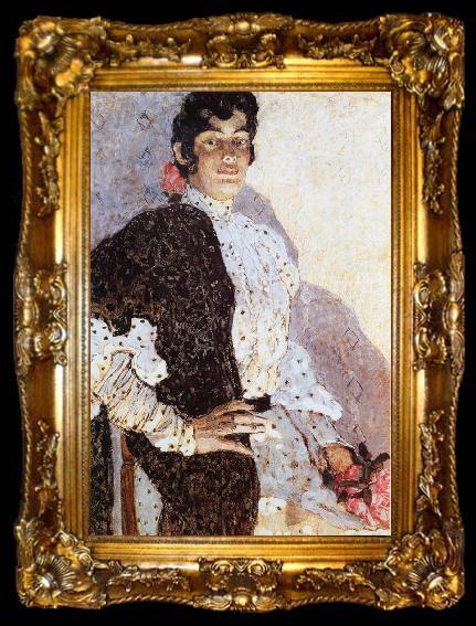 framed  Alexander Yakovlevich GOLOVIN The Woman of spanish had on a shawl Black, ta009-2